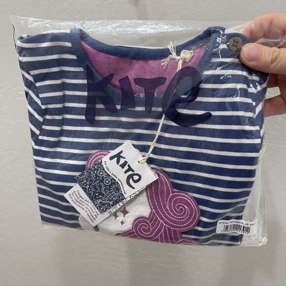 NWT Kite Unicorn Appliqué Blue Stripe Long Sleeve Shirt - Picture 7 of 7